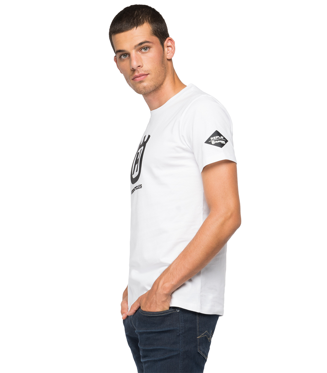 オーガニックコットン Tシャツ REPLAY FOR HUSQVARNA 詳細画像 ホワイト 3